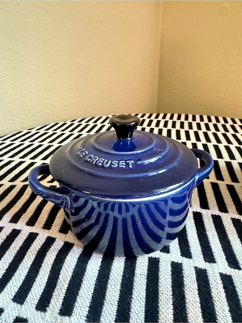 Le Creuset Stoneware Mini Cocotte Blue & Cream